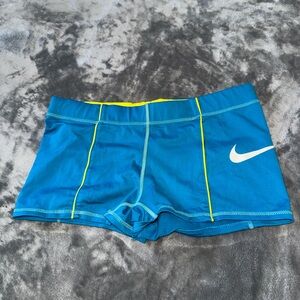 Nike Women's Blue and Yellow Athletic Shorts